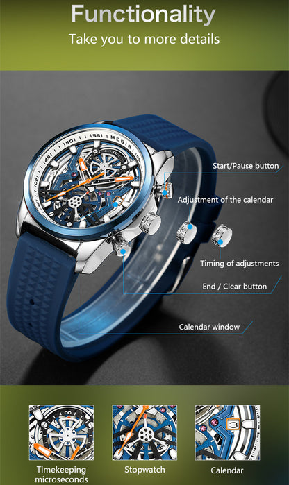MEGIR Sports Watches Brand Luxury Wrist Watch Clock for Men Silicone Strap Luminous Quartz Big Dial Wristwatch Relogio Masculino
