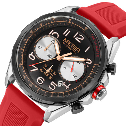 MEGIR New Men Watches Luxury Quartz Wristwatch Gray Waterproof Military Sports Chronograph Silicone Strap Clock Montre Homme 2230