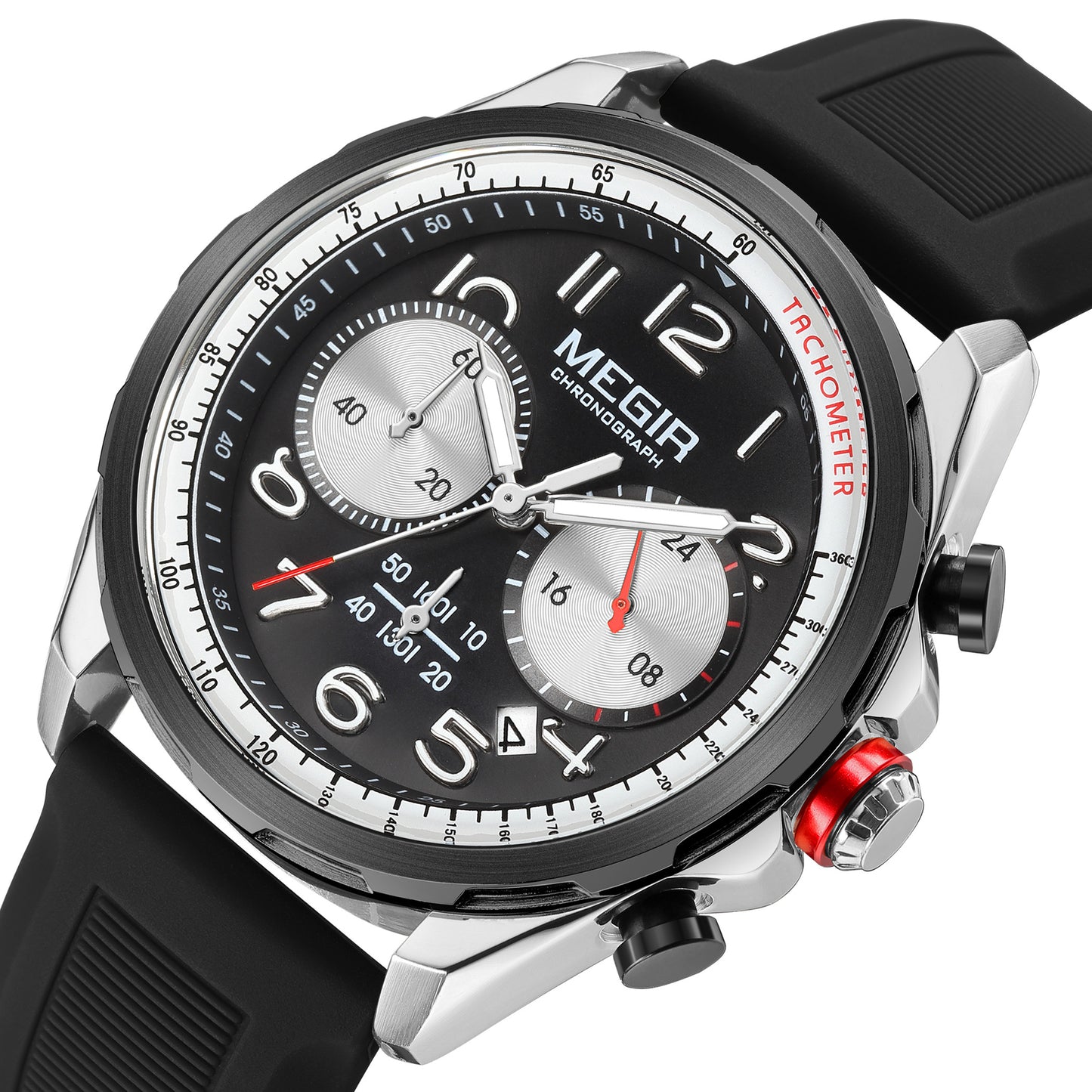 MEGIR New Men Watches Luxury Quartz Wristwatch Gray Waterproof Military Sports Chronograph Silicone Strap Clock Montre Homme 2230