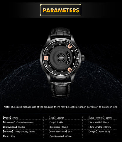MEGIR Mens Watches Top Brand Luxury Leather Sport Military Watches Male Clock Waterproof Fashion Casual Quartz Wristwatch 1067