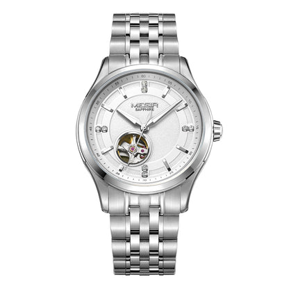 MEGIR Top Brand Luxury Business Watch Men Stainless Steel Waterproof Automatic Mechanical WristWatch Clock Big Dial Montre Homme