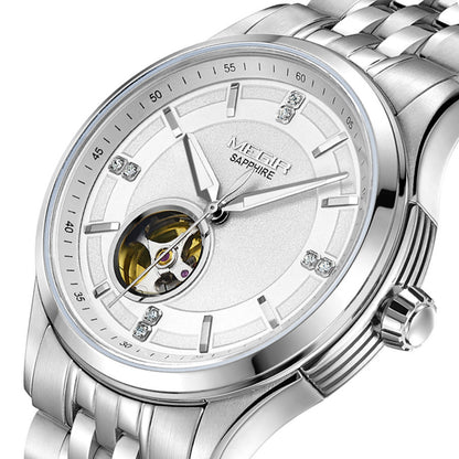 MEGIR Top Brand Luxury Business Watch Men Stainless Steel Waterproof Automatic Mechanical WristWatch Clock Big Dial Montre Homme