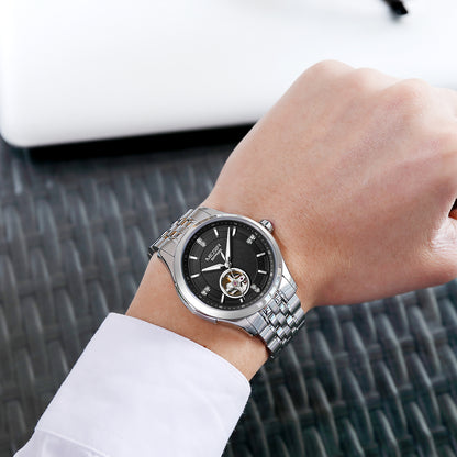 MEGIR Top Brand Luxury Business Watch Men Stainless Steel Waterproof Automatic Mechanical WristWatch Clock Big Dial Montre Homme