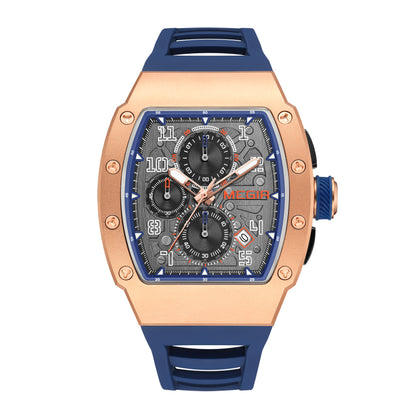 MEGIR Blue Luxury Sport Watch for Men Steel Case Waterproof Luminous Military Quartz Chronograph Big Dial Auto Date Reloj Hombre  8411