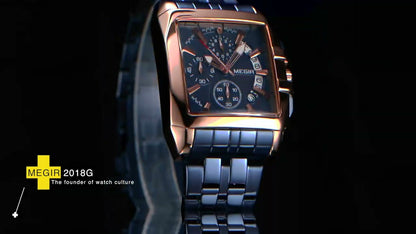 MEGIR Original Luxury Men Watch Stainless Steel Mens Quartz Wrist Watches Business Big Dial Wristwatches Relogio Masculino 2018