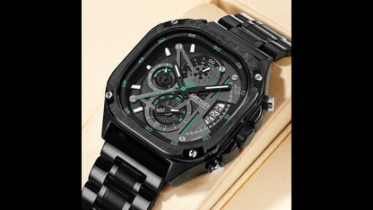 MEGIR Luxury Mens Stainless Steel Watches Fashion Brand Business Quartz Wristwatch Date Luminous Man Chronograph Casual Clock