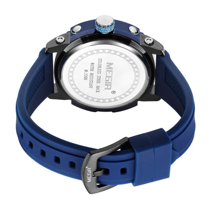 MEGIR Fashion Military Watch for Men Top Luxury Sport Quartz Chronograph Waterproof Male Clock Wristwatch Silicone Reloj Hombre