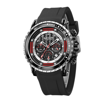 MEGIR Men's Sports Military Watches Fashion Luxury Quartz Wristwatch Silicone Strap Waterproof Chronograph Luminous Male Clock