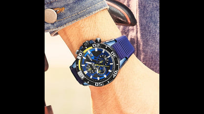 MEGIR Men Wristwatch Top Brand Luxury Silicone Strap Sport Watches Waterproof Luminous Quartz Clock Chronograph Reloj Hombre