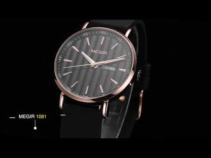 MEGIR Luxury Big Dial Mens Watch Fashion Quartz Casual Sport Wristwatch for Men Waterproof Week Date Display Clock Reloj Hombre