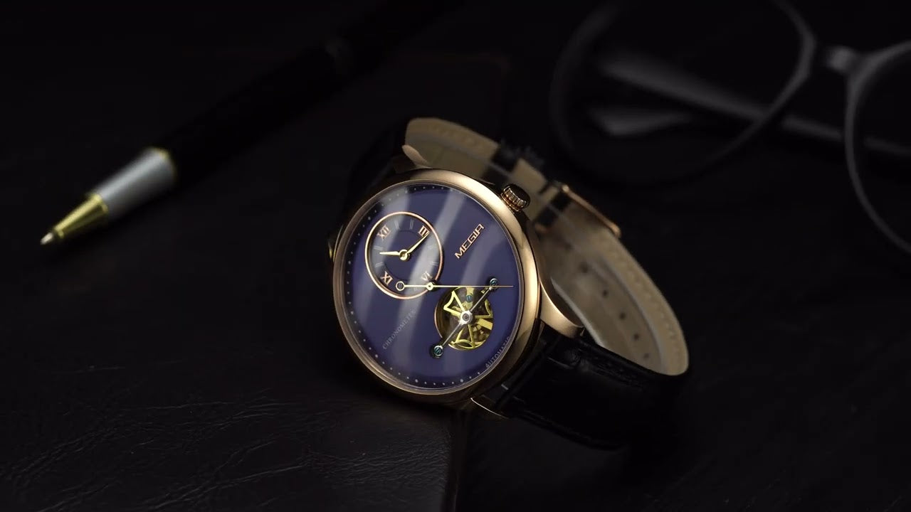 MEGIR Luxury Brand Men Mechanical Watches Multi-function Clock Wrist Watch Leather Automatic Movement Waterproof Wristwatch
