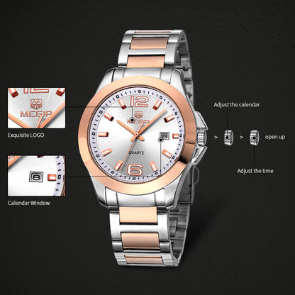 MEGIR Fashion Mens Watches for Men Top Brand Luxury Luminous Clock Steel Quartz Business Wristwatch Calendar Reloj Hombre 5006G
