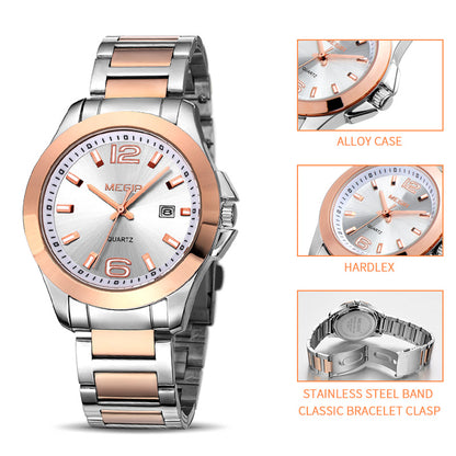 MEGIR Fashion Mens Watches for Men Top Brand Luxury Luminous Clock Steel Quartz Business Wristwatch Calendar Reloj Hombre 5006G