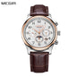 MEGIR Men Automatic Mechanical Watches Moon Phase Brown Leather Casual Business Wristwatch Sapphire Date Clock Montre Homme 62046