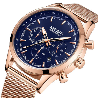 MEGIR Fashion Watch for Men Top Luxury Big Dial Business Quartz Watches Waterproof Steel Wrist Watch Clock Relogio Masculino