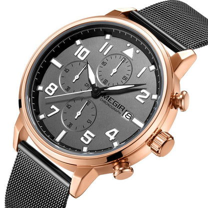 MEGIR Luxury Watches for Mens Casual Business Quartz Wrist Watch Calendar Date Man Clock Chronograph Relogio Masculino 2157
