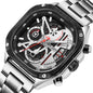 MEGIR Luxury Mens Stainless Steel Watches Fashion Brand Business Quartz Wristwatch Date Luminous Man Chronograph Casual Clock 2217
