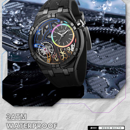 MEGIR Luxury Brand Men Watch Waterproof Quartz Sport Wristwatch Luminous Hands Hollow Casual Silicone Clock Relogio Masculino