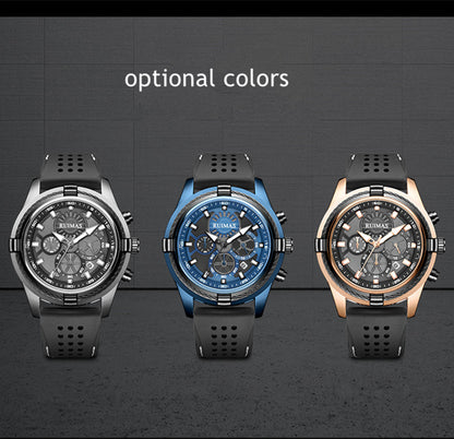 RUIMAS Top Luxury Quartz Wristwatches Men Silicone Large Dial  Military Sports Watches Waterproof Luminous Date Reloj Hombre