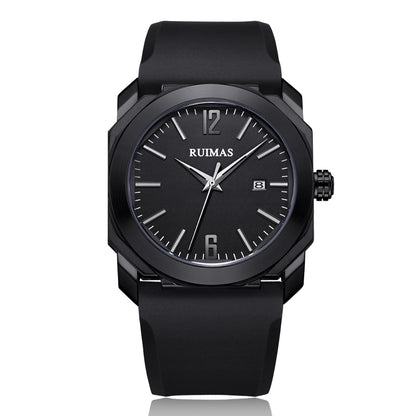 RUIMAS Luxury Silicone Band Quartz Sport Watches for Men Waterproof Calendar Casual Large Dial Wristwatch Clock Montre Homme