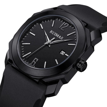 RUIMAS Luxury Silicone Band Quartz Sport Watches for Men Waterproof Calendar Casual Large Dial Wristwatch Clock Montre Homme