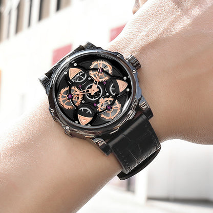 RUIMAS Relogio Masculino Fashion Leather Strap Big Dial Sports Quartz Watches for Men 3ATM Waterproof Casual WristWatch Clock