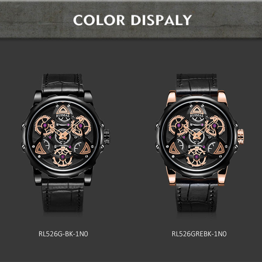 RUIMAS Relogio Masculino Fashion Leather Strap Big Dial Sports Quartz Watches for Men 3ATM Waterproof Casual WristWatch Clock