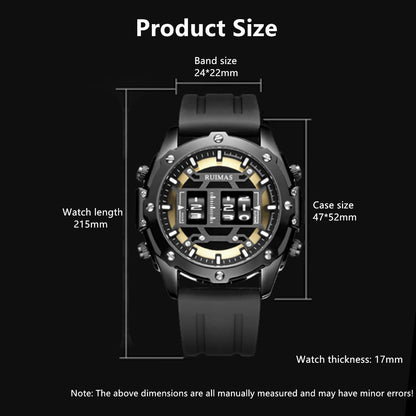 RUIMAS Mens Watches Roller Pointer Sports Quartz WristWatch Fashion  Luxury Silicone Strap Waterproof Relogio Masculino