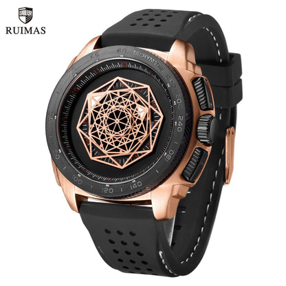 RUIMAS Men Silicone Band Quartz Casual Wrist Watches Large Dial Sport Military Watch Clock Luminous Waterproof Relogio Masculino
