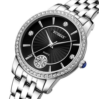 RUIMAS Luxury Women's Wrist Watch Top Brand Fashion Diamond Ladies Quartz Watches Stainless Steel Female Clock Reloj Mujer 556
