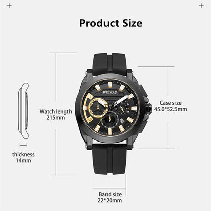 RUIMAS Relogio Masculino Luxury Silicone Band Large Dial Mens Sports Watch Waterproof Luminous Date WristWatch Quartz Clock