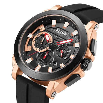 RUIMAS Relogio Masculino Luxury Silicone Band Large Dial Mens Sports Watch Waterproof Luminous Date WristWatch Quartz Clock
