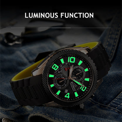 RUIMAS Fashion Watches for Men Luxury Large Dial Quartz Sports Chronograph Clock Luminous Date Casual WristWatch Reloj Hombre