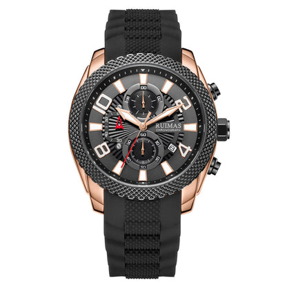 RUIMAS Fashion Watches for Men Luxury Large Dial Quartz Sports Chronograph Clock Luminous Date Casual WristWatch Reloj Hombre