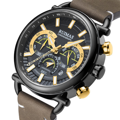 RUIMAS Men Luxury Sport Watches Leather Bracelet Quartz Wristwatch Luminous Clock Watch Calendar Relogio Masculino 585