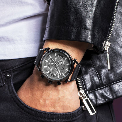 RUIMAS Men Luxury Sport Watches Leather Bracelet Quartz Wristwatch Luminous Clock Watch Calendar Relogio Masculino 585