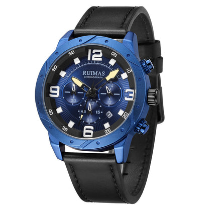 RUIMAS Relogio Masculino Fashion Men Quartz Watch Leather Sport Military Wristwatch Waterproof Clock with Auto Date