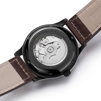 RUIMAS Men Watches Fashion Automatic Mechanical Watch Date Waterproof Business Clock Leather Strap Wristwatch 6725