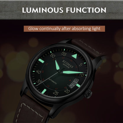 RUIMAS Men Watches Fashion Automatic Mechanical Watch Date Waterproof Business Clock Leather Strap Wristwatch 6725