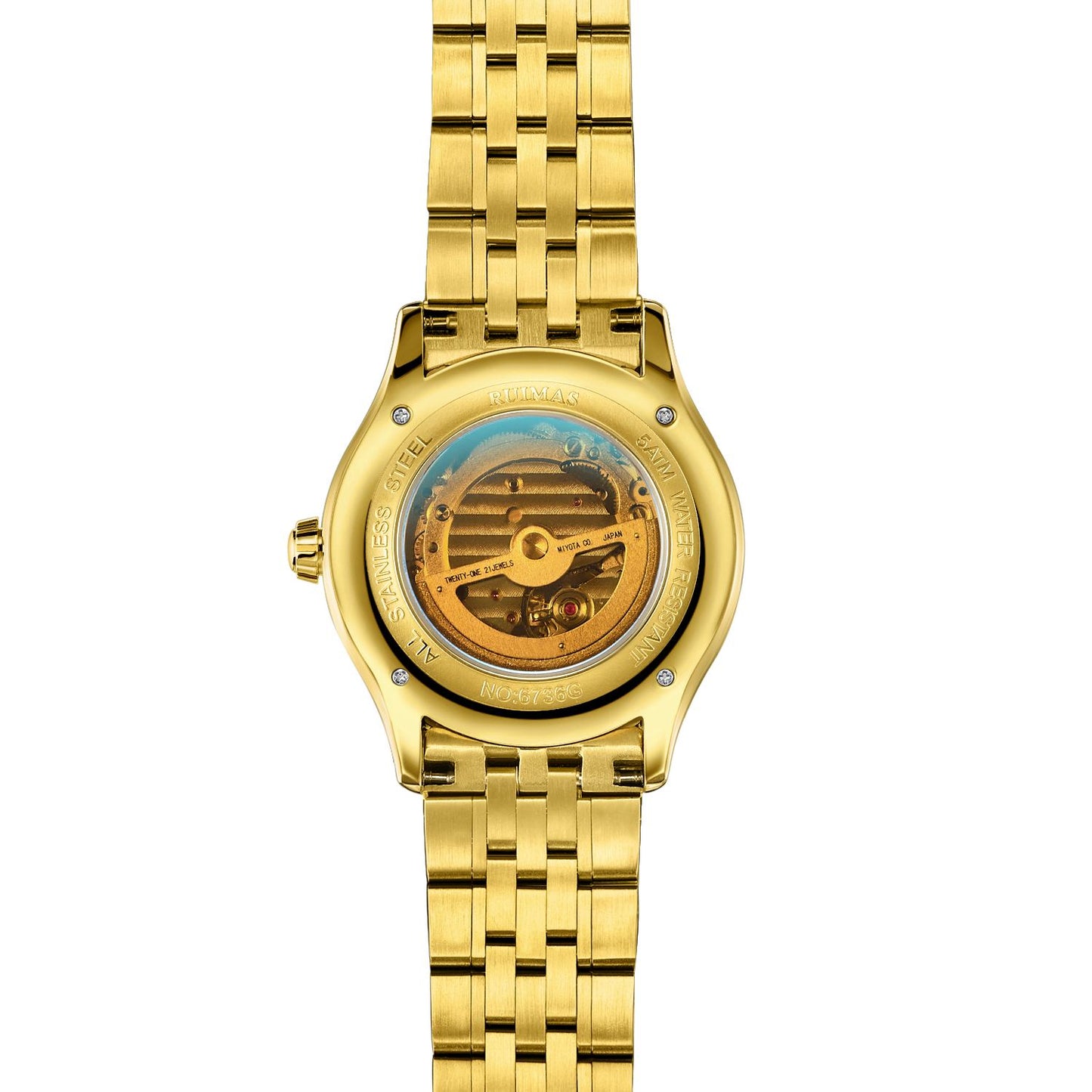 RUIMAS Luxury Men Mechanical Watches Sapphire Glass Stainless Steel Bracelet Business Casual WristWatch Clock Montre Homme