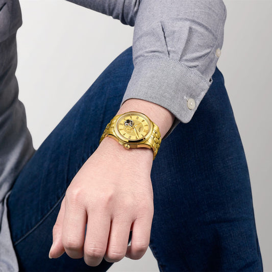 RUIMAS Luxury Men Mechanical Watches Sapphire Glass Stainless Steel Bracelet Business Casual WristWatch Clock Montre Homme