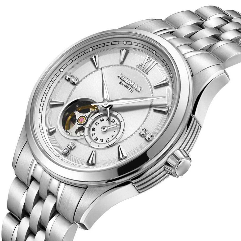 RUIMAS Luxury Men Mechanical Watches Sapphire Glass Stainless Steel Bracelet Business Casual WristWatch Clock Montre Homme