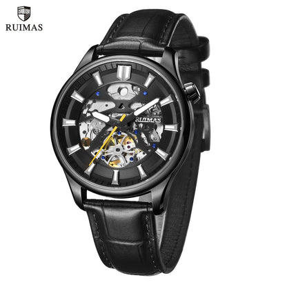 RUIMAS Men Mechanical Wristwatch Fashion Casual Leather Band Watch Luxury Sport Wrist Watch Chronograph Luminous Man Clock 6770