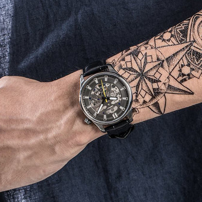 RUIMAS Men Mechanical Wristwatch Fashion Casual Leather Band Watch Luxury Sport Wrist Watch Chronograph Luminous Man Clock 6770