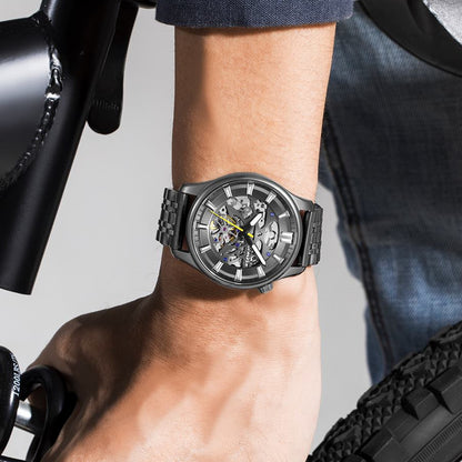 RUIMAS Men's Watch Stainless Steel Automatic Mechanical Wristwatches Luxury Business Man Watches 5ATM Luminous Male Clock 6770