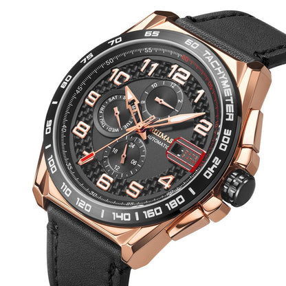 RUIMAS Luxury Men Watches Automatic Mechanical Watch Fashion Sport Casual Wristwatch Leather Strap Luminous Date Male Clock 6771