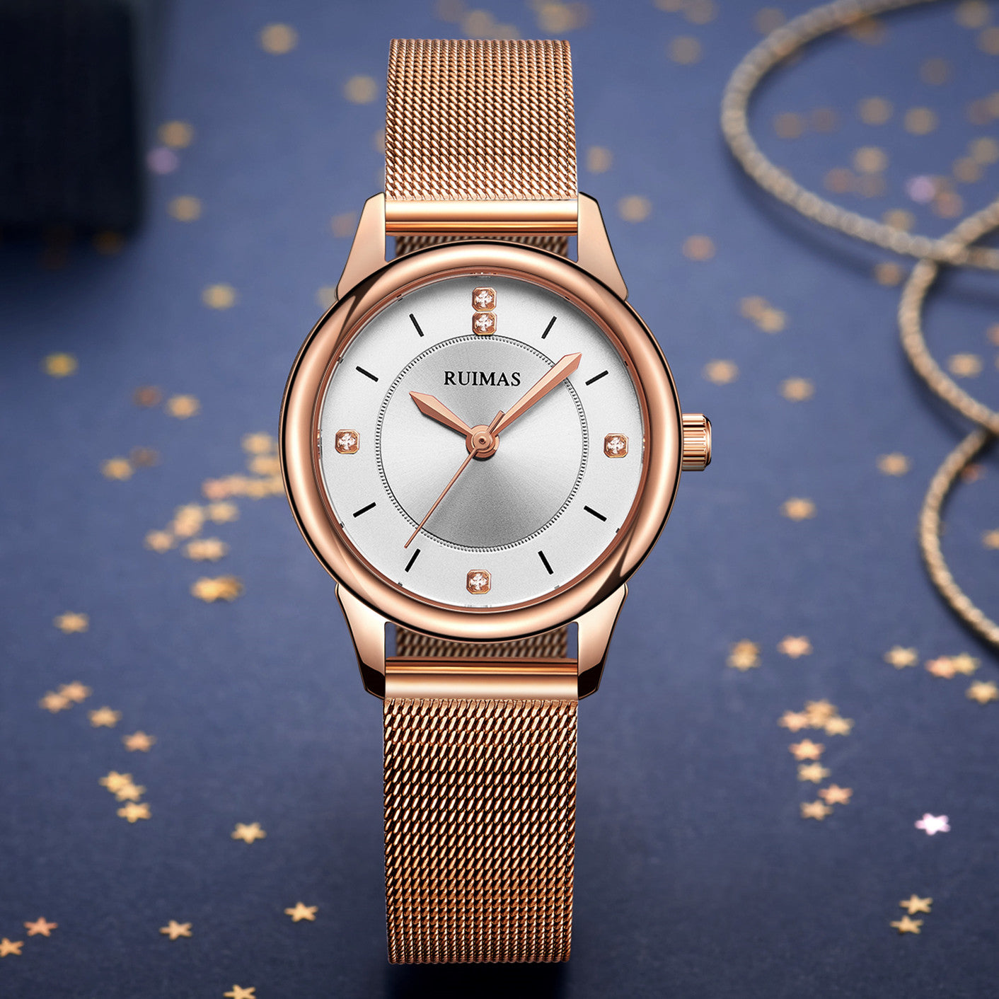 RUIMAS Women Watches Luxury Fashion Female Quartz Watch Steel Mesh Ladies Wristwatch Elegant Dress Clock Relogio Feminino 6779