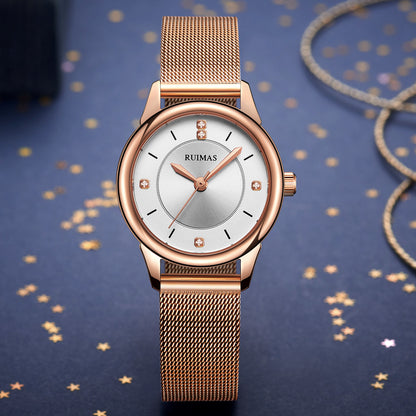 RUIMAS Women Watches Luxury Fashion Female Quartz Watch Steel Mesh Ladies Wristwatch Elegant Dress Clock Relogio Feminino 6779
