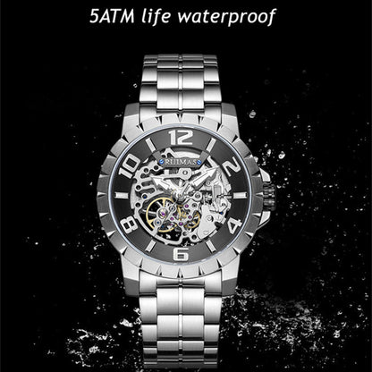 RUIMAS Men Mechanical Watch Luxury Automatic Stainless Steel Bracelet Wristwatches 5ATM Waterproof Clock Relogio Masculino