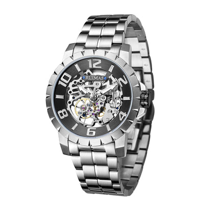 RUIMAS Men Mechanical Watch Luxury Automatic Stainless Steel Bracelet Wristwatches 5ATM Waterproof Clock Relogio Masculino